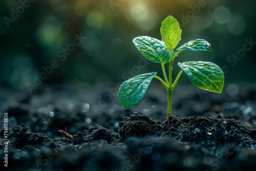 Small Green Plant Emerging From Ground