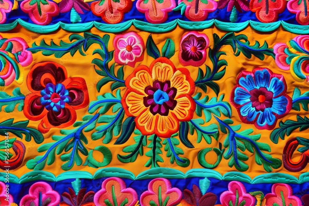Hispanic textile pattern Celebrating cultural heritage and traditional craftsmanship in vibrant and intricate designs