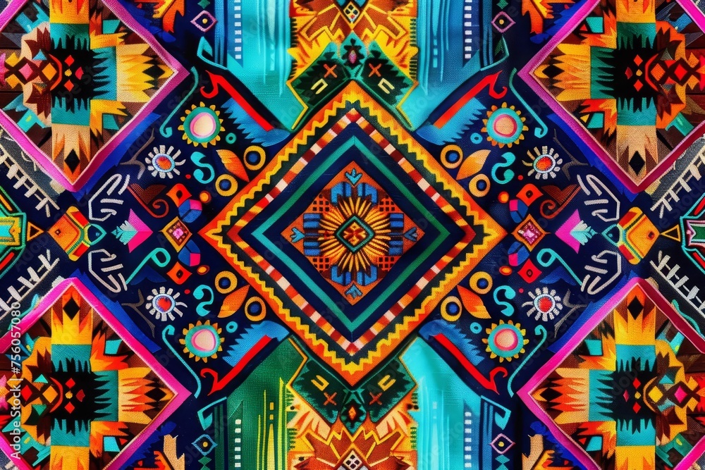 Hispanic textile pattern Celebrating cultural heritage and traditional craftsmanship in vibrant and intricate designs