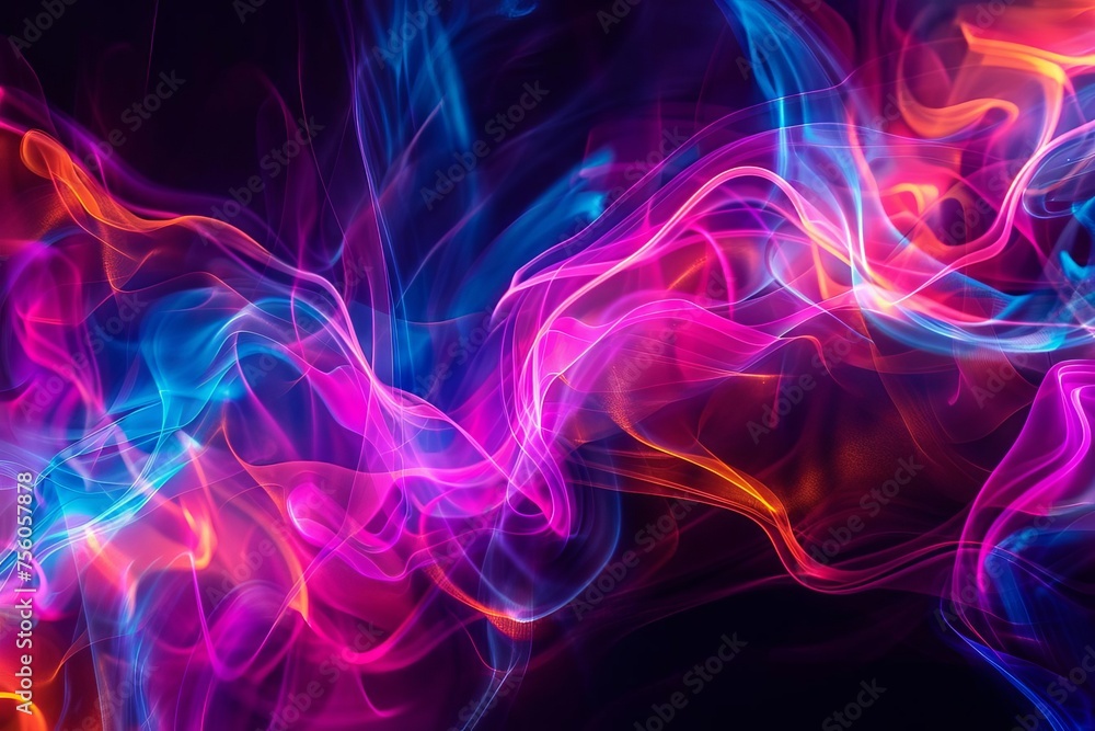 Sleek and dynamic abstract background featuring a symphony of neon colors Fluid shapes And light trails Evoking a sense of movement and energy