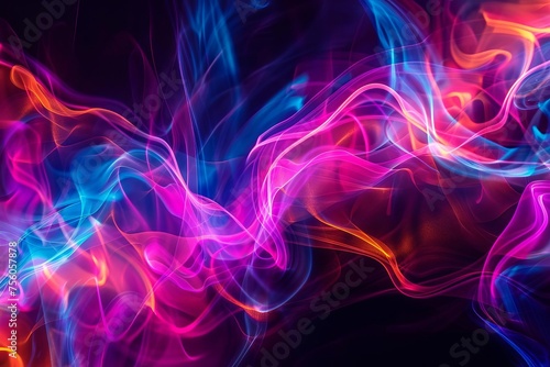 Sleek and dynamic abstract background featuring a symphony of neon colors Fluid shapes And light trails Evoking a sense of movement and energy