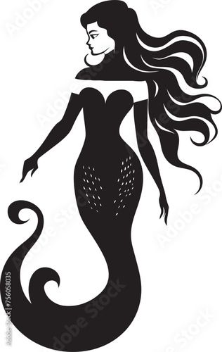Aqua Aria Vector Logo with Lustrous Beauty Luminous Lure Mermaid Vector Logo in Vector Splendor
