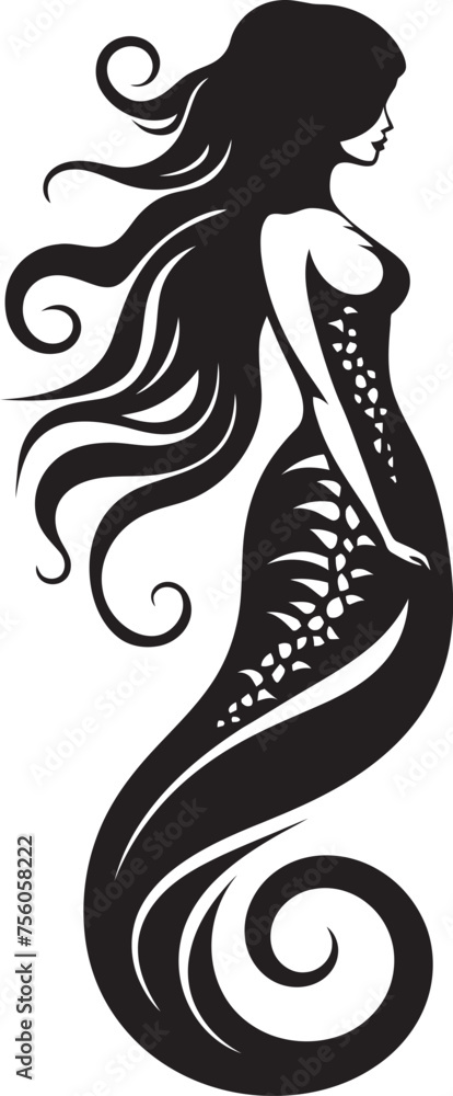 Pearlescent Poseidon Vector Logo with Mermaid Majesty Cerulean Charm Vector Mermaid Logo Enchantment