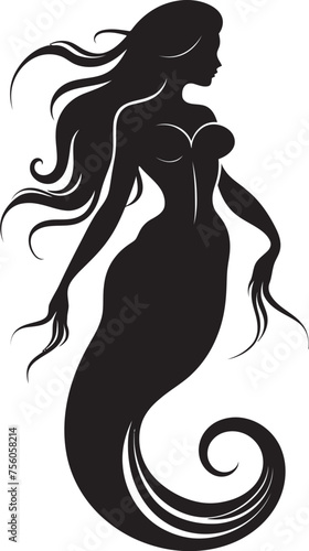 Tritons Treasure Mermaid Vector Logo Delight Abyssal Amour Vector Logo with Enchanting Mermaid
