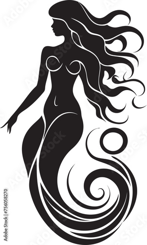 Ocean Odyssey Mermaid Vector Logo in Aquatic Wonder Tridents Tranquility Vector Logo with Beautiful Mermaid