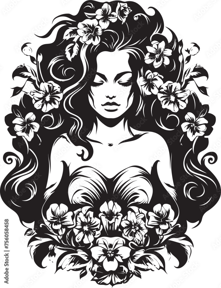 Enchanted Bloom Floral Witch Vector Logo Whimsical Garden Beautiful Witch Symbol Enchanted Bloom Floral Witch Vector Logo Whimsical Garden Beautiful Witch Symbol