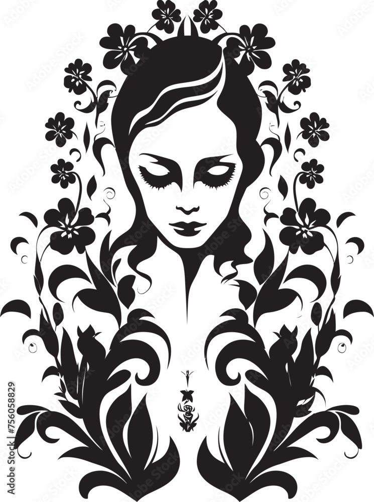 Garden of Enchantment Floral Witch Vector Logo Floral Spellbinder Beautiful Witch Vector Emblem Garden of Enchantment Floral Witch Vector Logo Floral Spellbinder Beautiful Witch Vector Emblem