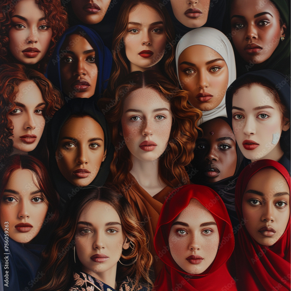 Obraz premium celebration of international women’s day with women of multiple ethnicity in one image