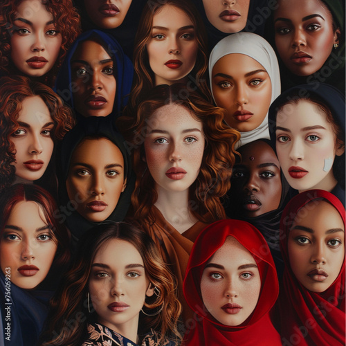 celebration of international women’s day with women of multiple ethnicity in one image © Kholoud