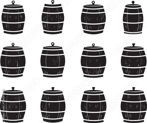 Twilight Tannin Stylish Black Barrel Icon Inky Infusion Dark Barrel Vector Emblem