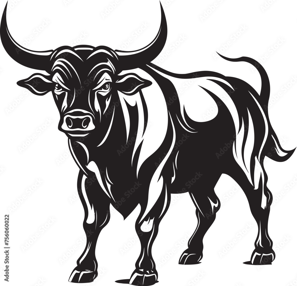 Bubbly Bull Buddy Bull Icon Emblem Mighty Mooer Full bodied Bull Vector Symbol
