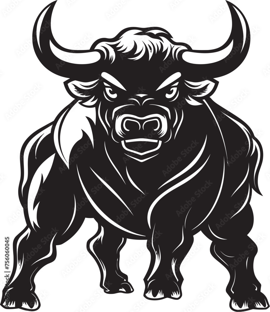 Cartoon Charge Full bodied Bull Icon Design Mighty Horns Bull Vector Logo Illustration Cartoon Charge Full bodied Bull Icon Design Mighty Horns Bull Vector Logo Illustration