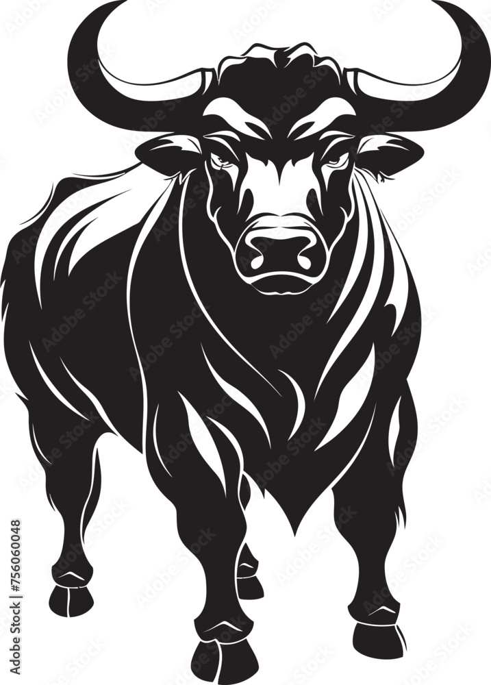Bubbly Bull Buddy Full bodied Bull Vector Illustration Mighty Mooer Cartoon Bull Icon Symbol