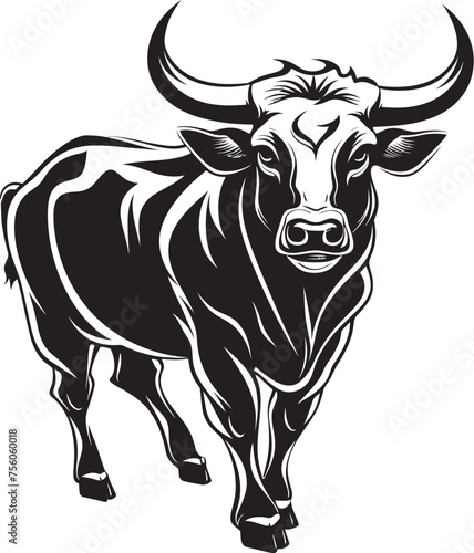 Bullish Buddy Bull Icon Emblem Cartoon Charge Full Body Vector Symbol
