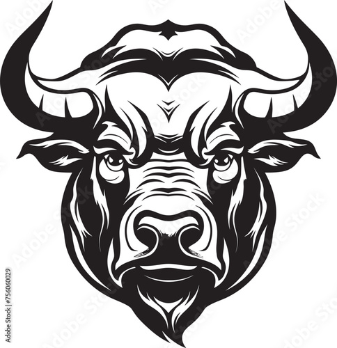 Bold Boisterous Full Body Vector Logo Cheerful Charge Cartoon Bull Symbol