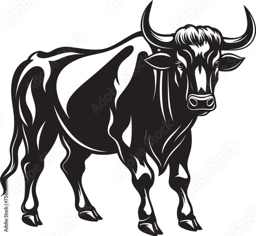 Bullish Buddy Cartoon Bull Emblem Bold Boisterous Full Body Vector Logo