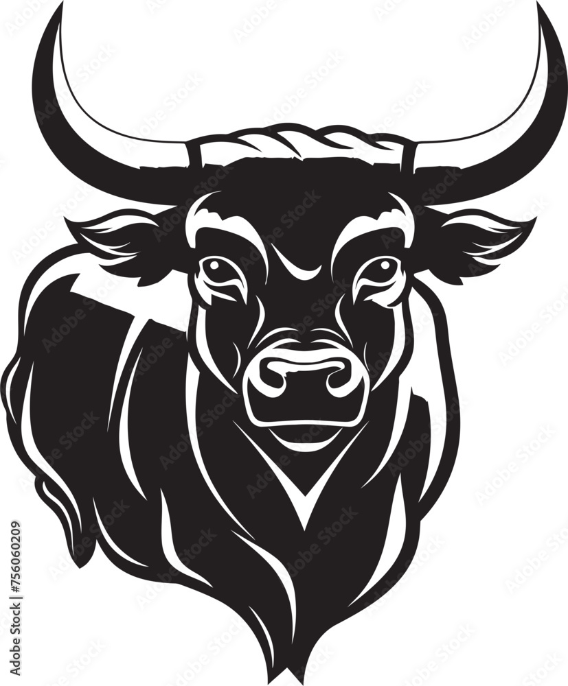 Dynamic Doodle Cartoon Full Body Bull Icon Cheerful Bull Companion Full bodied Cartoon Logo