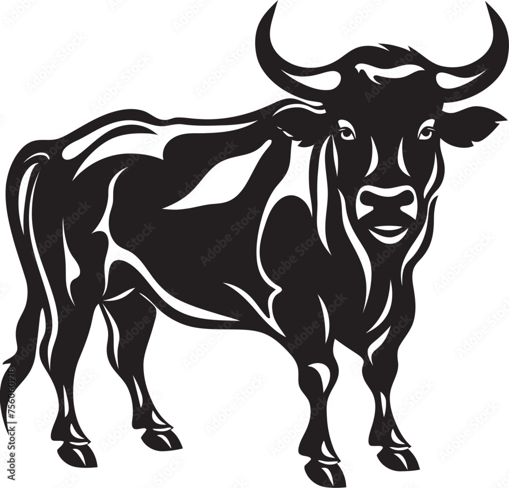 Dynamic Taurus Cartoon Full Body Bull Icon Bullish Energy Full bodied Bull Vector Emblem