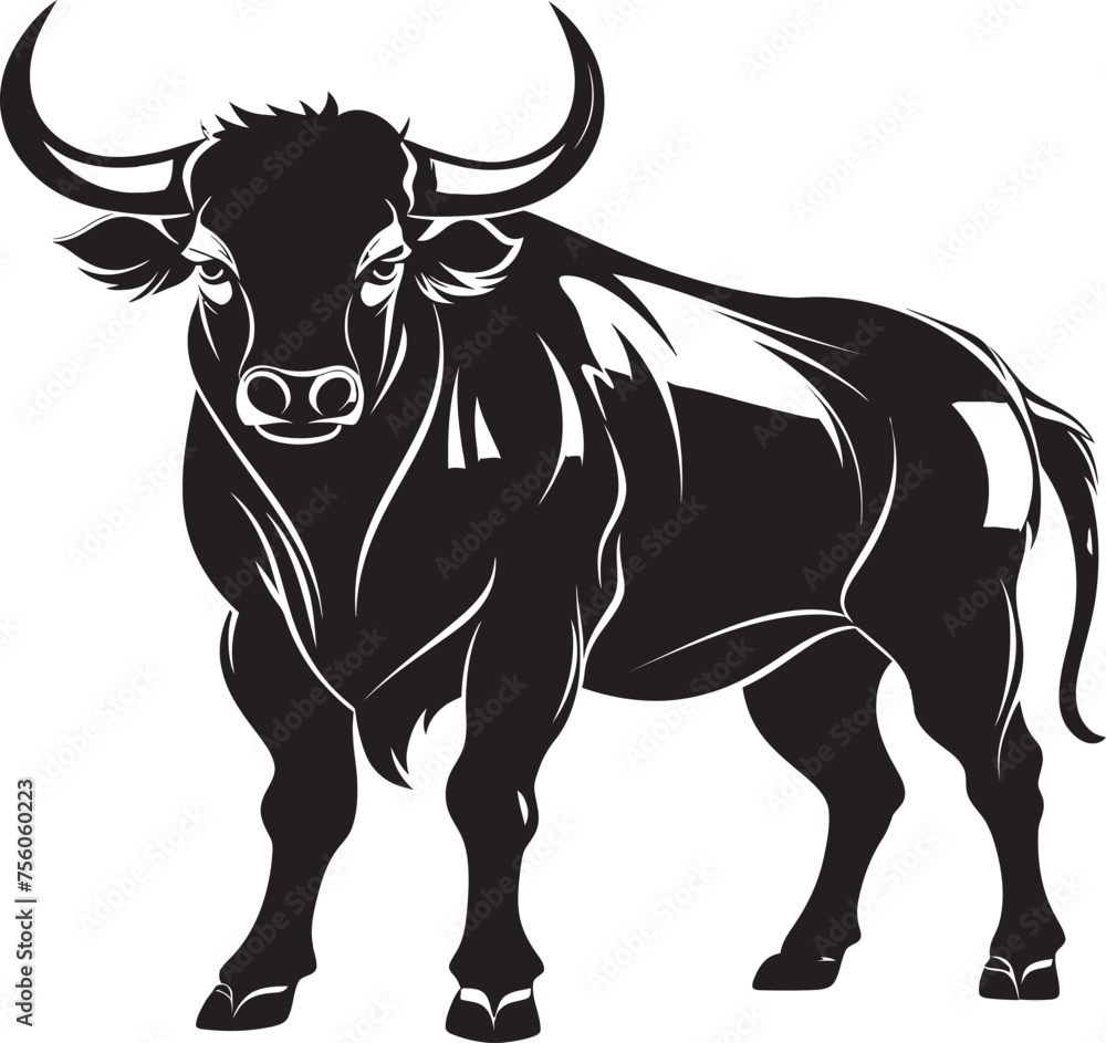 Cartoon Taurine Triumph Bull Icon Emblem Majestic Matador Full bodied Bull Vector Symbol Cartoon Taurine Triumph Bull Icon Emblem Majestic Matador Full bodied Bull Vector Symbol
