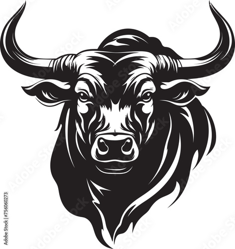 Brawny Beast Cartoon Bull Icon Design Bold Bull Charge Full Body Vector Illustration