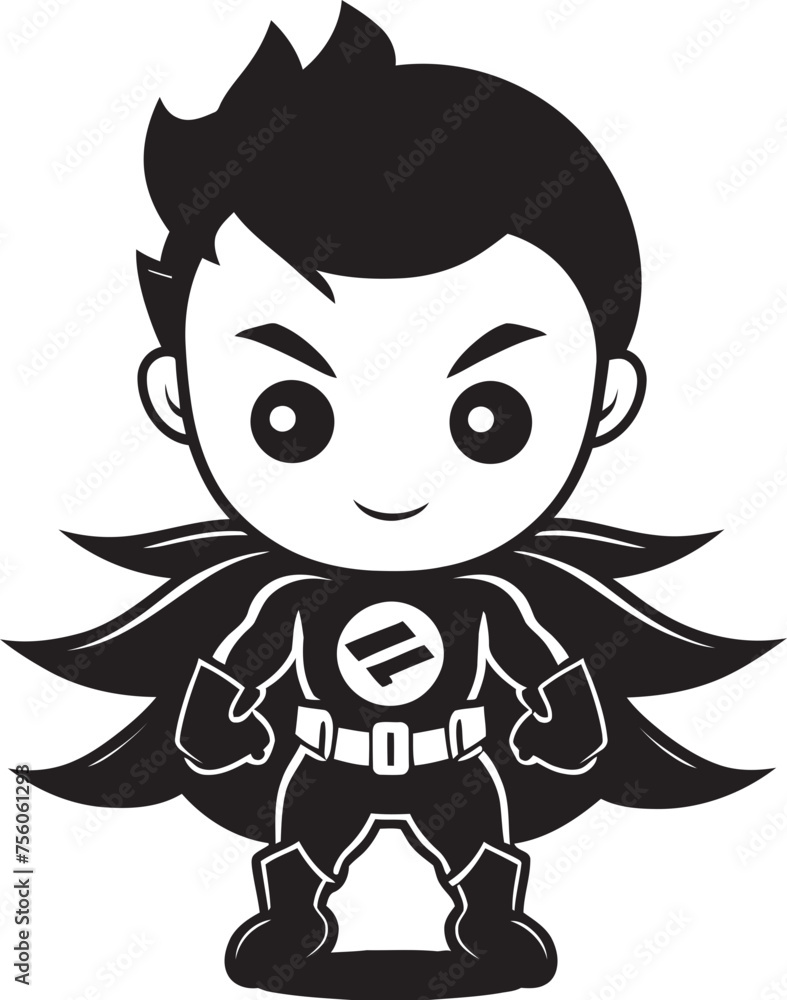 Fototapeta premium Tiny Triumph Adorable Hero Symbol Super Sidekick Cute Superhero Vector Logo