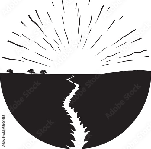 Thirsty Trails Drought Land Vector Emblem Desert Mirage Arid Land Symbol Design