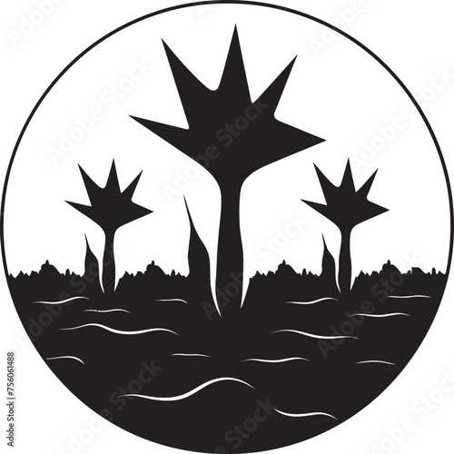 Desolate Domain Drought Land Emblem Arid Acres Vector Logo of Dry Land