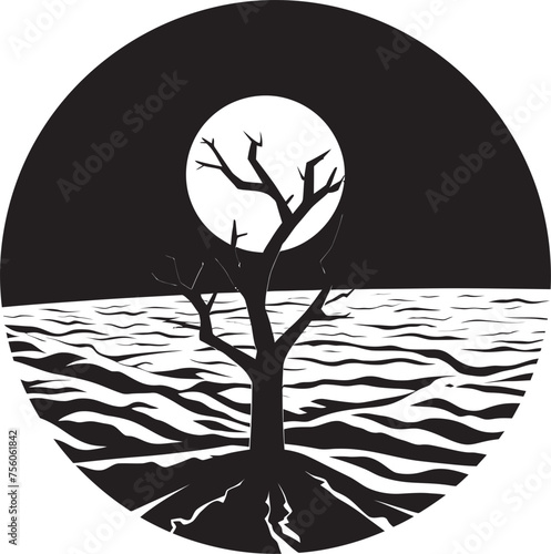 Desolate Domain Drought Land Icon Symbol Arid Acres Vector Logo of Arid Land