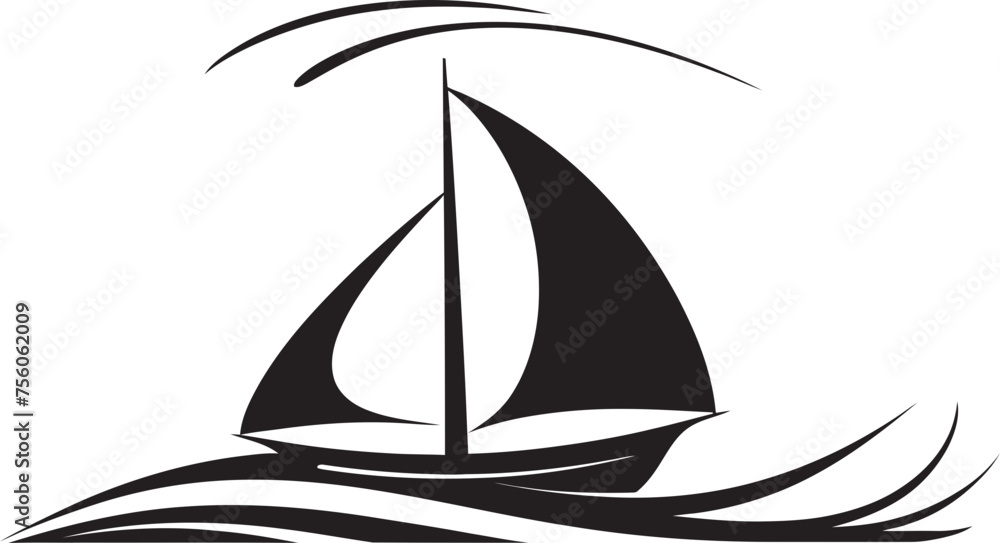 Clean Cut Cruising Boat Icon Emblem Smooth Sailing Minimalist Boat Symbol