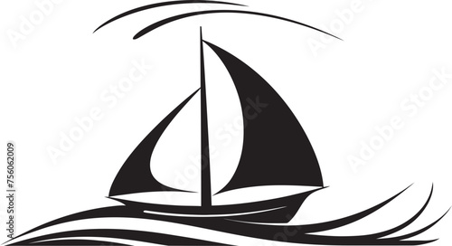 Clean Cut Cruising Boat Icon Emblem Smooth Sailing Minimalist Boat Symbol