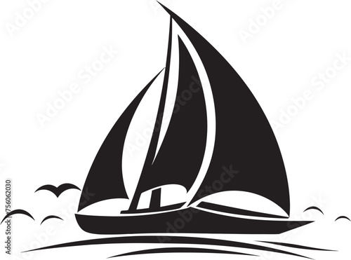 Nautical Essence Minimalist Boat Vector Clean Cut Cruising Boat Icon Emblem
