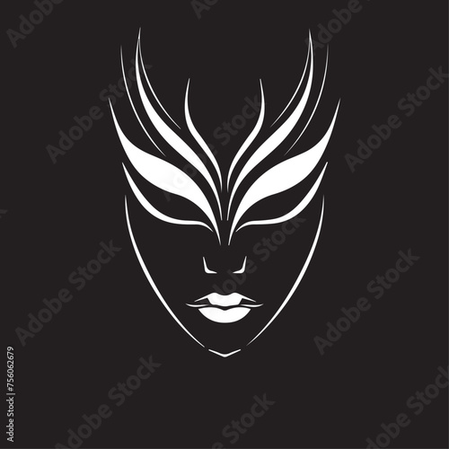 Masquerade in cartoon, doodle style . Image for t-shirt, web, mobile apps and ui. Isolated 2d vector illustration in logo, icon, sketch style, Eps 10, black and white. AI Generative photo