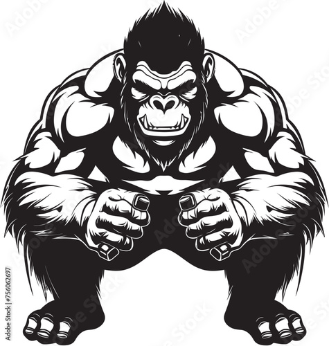 Gaming Gorilla Grip Powerful Primate Emblem Mighty Monkey Mastery Gamepad Gladiator Logo photo