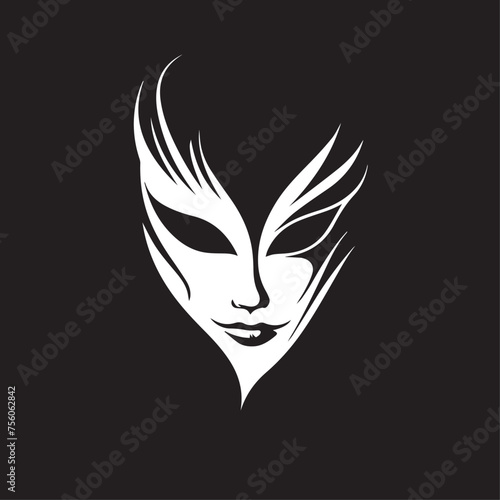 Masquerade in cartoon, doodle style . Image for t-shirt, web, mobile apps and ui. Isolated 2d vector illustration in logo, icon, sketch style, Eps 10, black and white. AI Generative