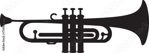 Golden Melody Trumpet Vector Design Musical Flourish Melodic Trumpet Emblem