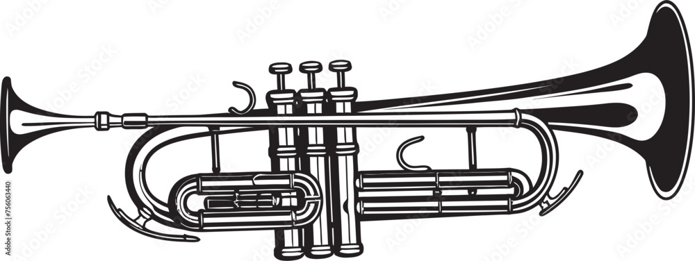 Trumpet Harmony Melodic Icon Vector Brass Crescendo Golden Trumpet Emblem Trumpet Harmony Melodic Icon Vector Brass Crescendo Golden Trumpet Emblem