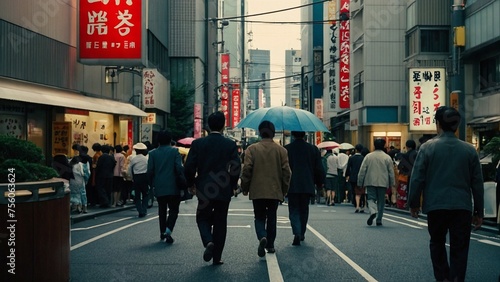 People walking in the streets of tokyo, cinematic