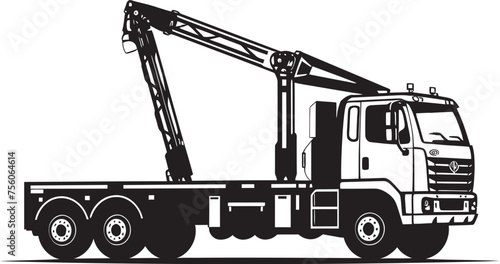 Gear and Gears Crane Truck Icon Design Construction Commander Truck Crane Emblem
