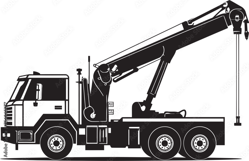 Gear and Lifts Crane Truck Icon Design Construction Carrier Truck Crane Emblem Gear and Lifts Crane Truck Icon Design Construction Carrier Truck Crane Emblem