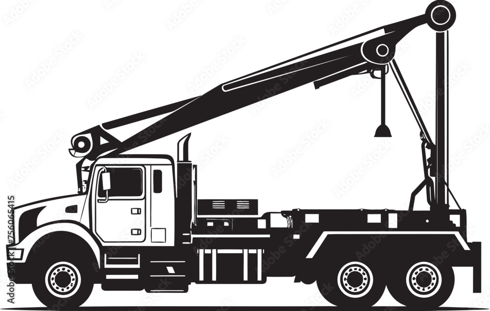 Truck Topped Tower Crane Vector Symbol Elevated Efficiency Truck Crane Logo Truck Topped Tower Crane Vector Symbol Elevated Efficiency Truck Crane Logo