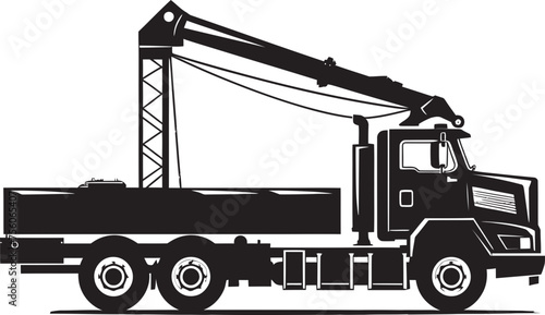 Crane Commander Truck Crane Icon Emblem Mighty Movers Crane Truck Vector Logo