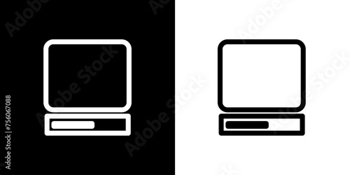 Computer icon. Business icon. Tool icon. CEO icon. Black icon. Black line icon. Silhouette.