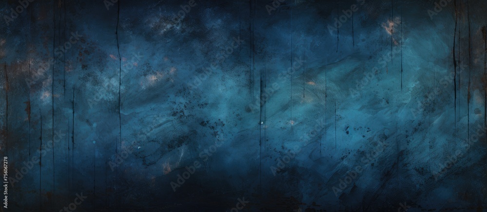 Obraz premium A wooden texture background in dark blue with electric blue tints, resembling water in darkness. The pattern creates symmetry like in visual arts, against the sky