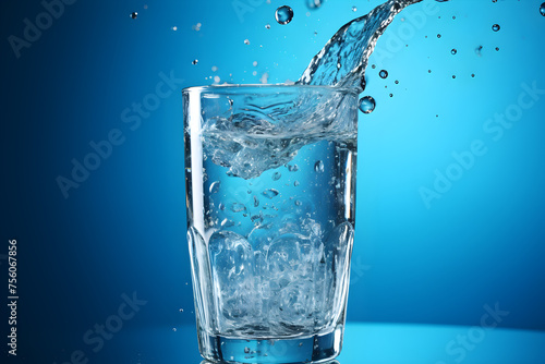 Glass of water drinking clean water splashes white background Generative AI