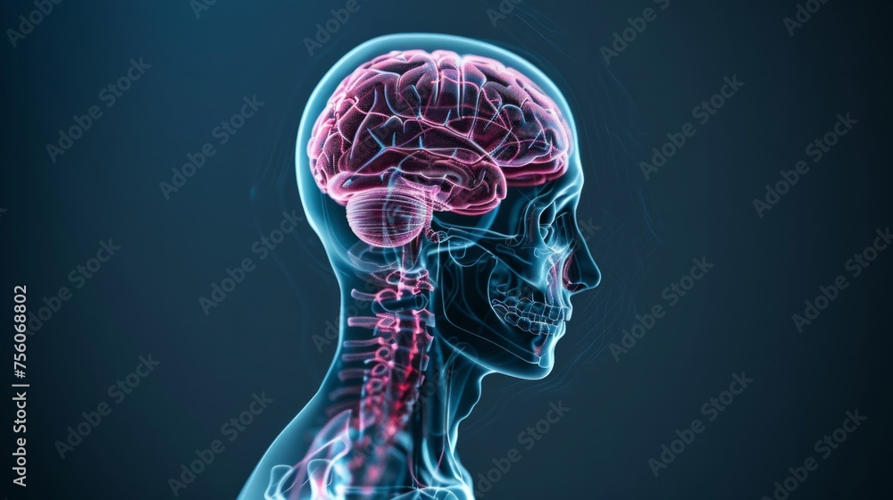 representation of the brainstem, medicine concept generative ai representation of the brainstem, medicine concept generative ai