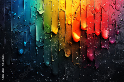 Abstract image of melting rainbow colors with water droplets, representing the transient beauty of colors in motion.