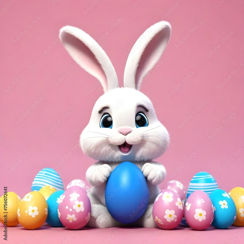 Obraz premium Easter bunny with easter eggs