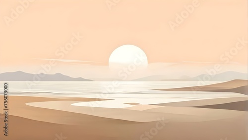 Sunset over a beach  relaxing  calmness  ocean waves  horizon  tranquil  serene landscape   Calm Nature Background