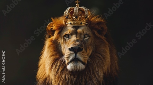 Lion concept with king crown lion jesus photo