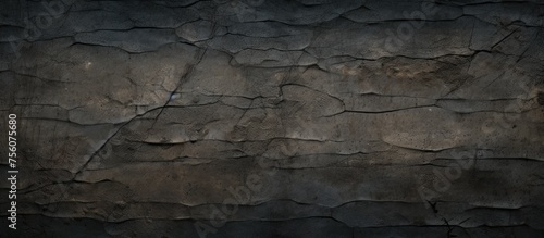 A detailed closeup of a cracked stone wall, revealing a beautiful pattern of earth tones resembling bedrock in the darkness of the landscape